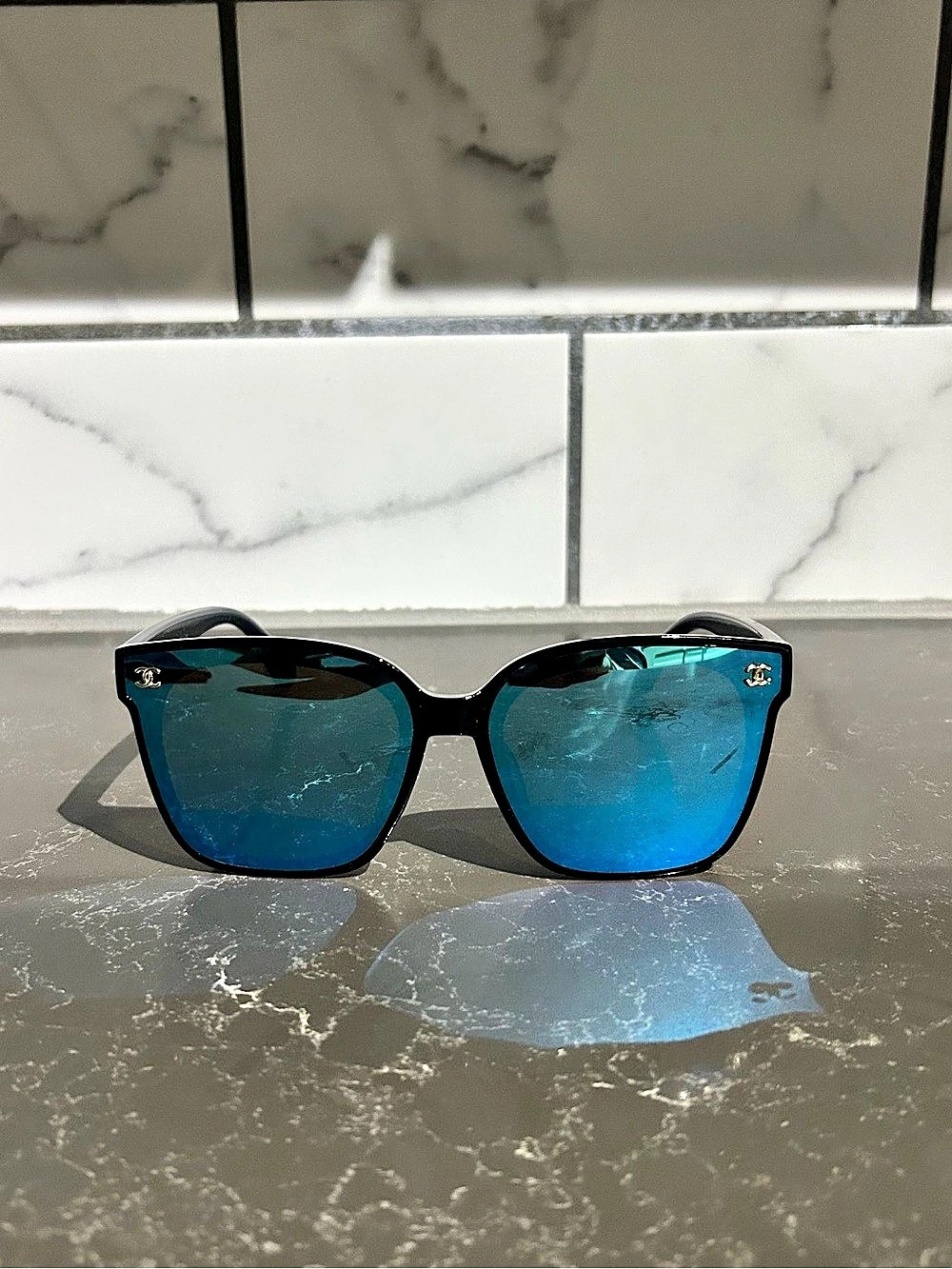 Chanel Black & Blue Sunglasses Like New